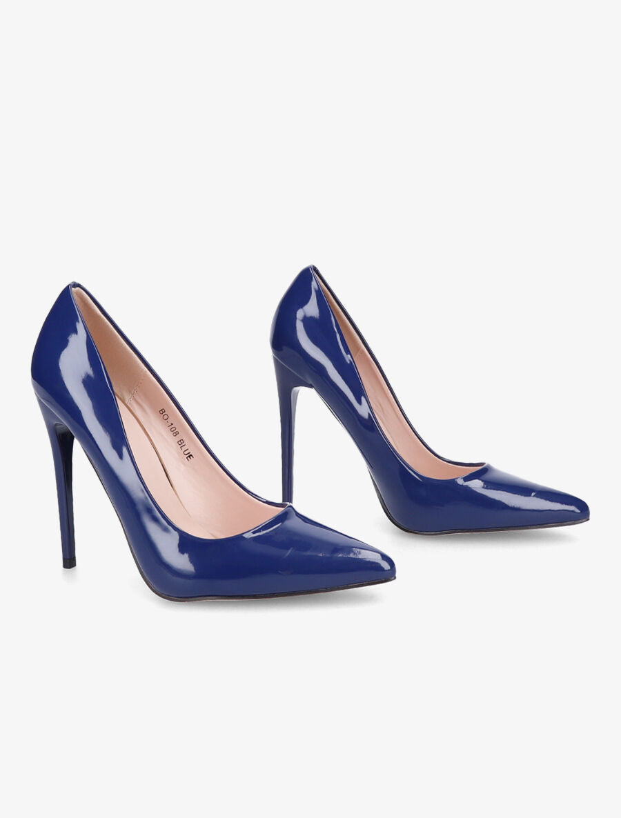 Escarpins vernis à talon aiguille - Bleu - 4