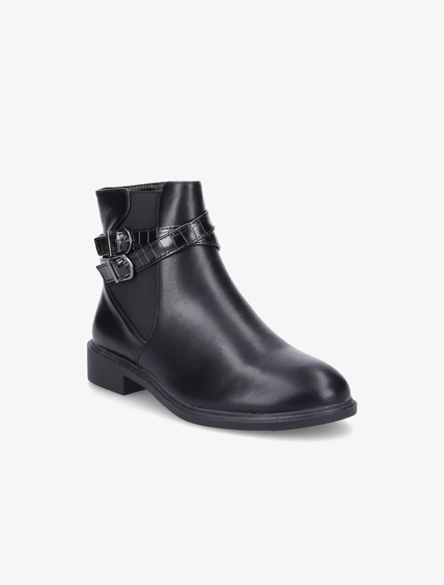 Bottines élastiquées à sangles effet croco - Noir - 2