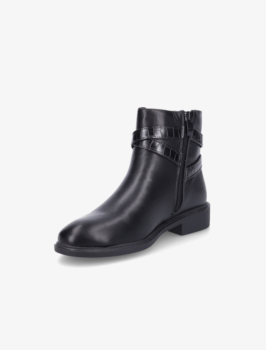 Bottines élastiquées à sangles effet croco - Noir - 3