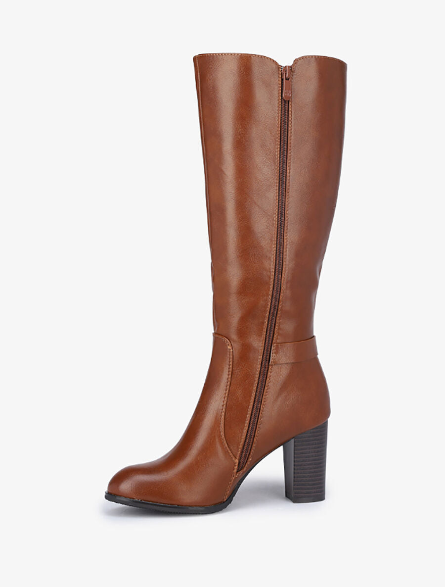 Bottes à talon haut et sangles - Camel - 3