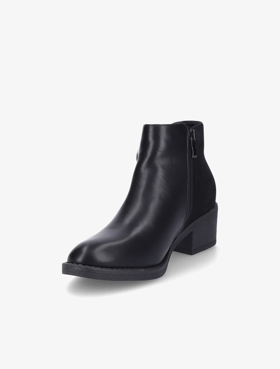 Bottines bimatière à double zips stylisés - Noir - 4
