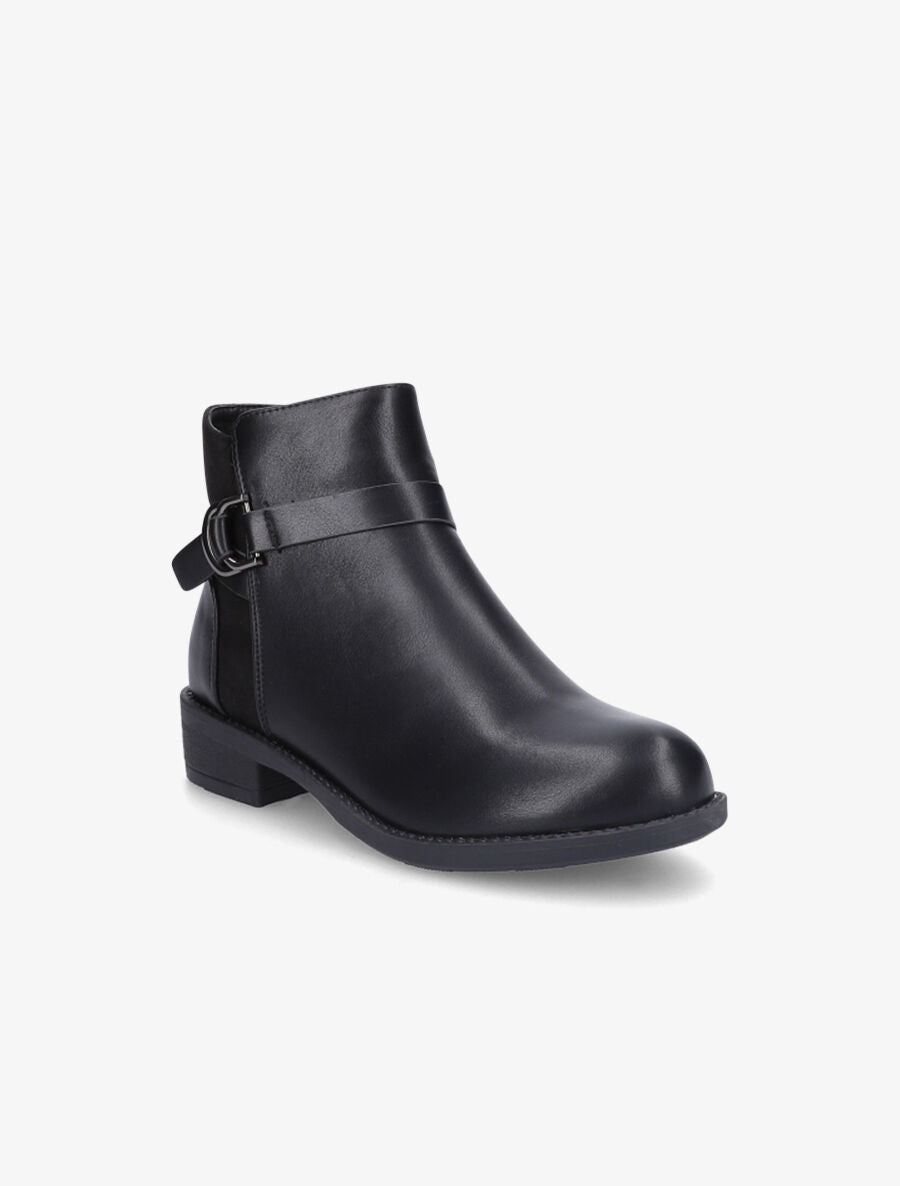 Bottines bimatière à boucle métallique - Noir - 2
