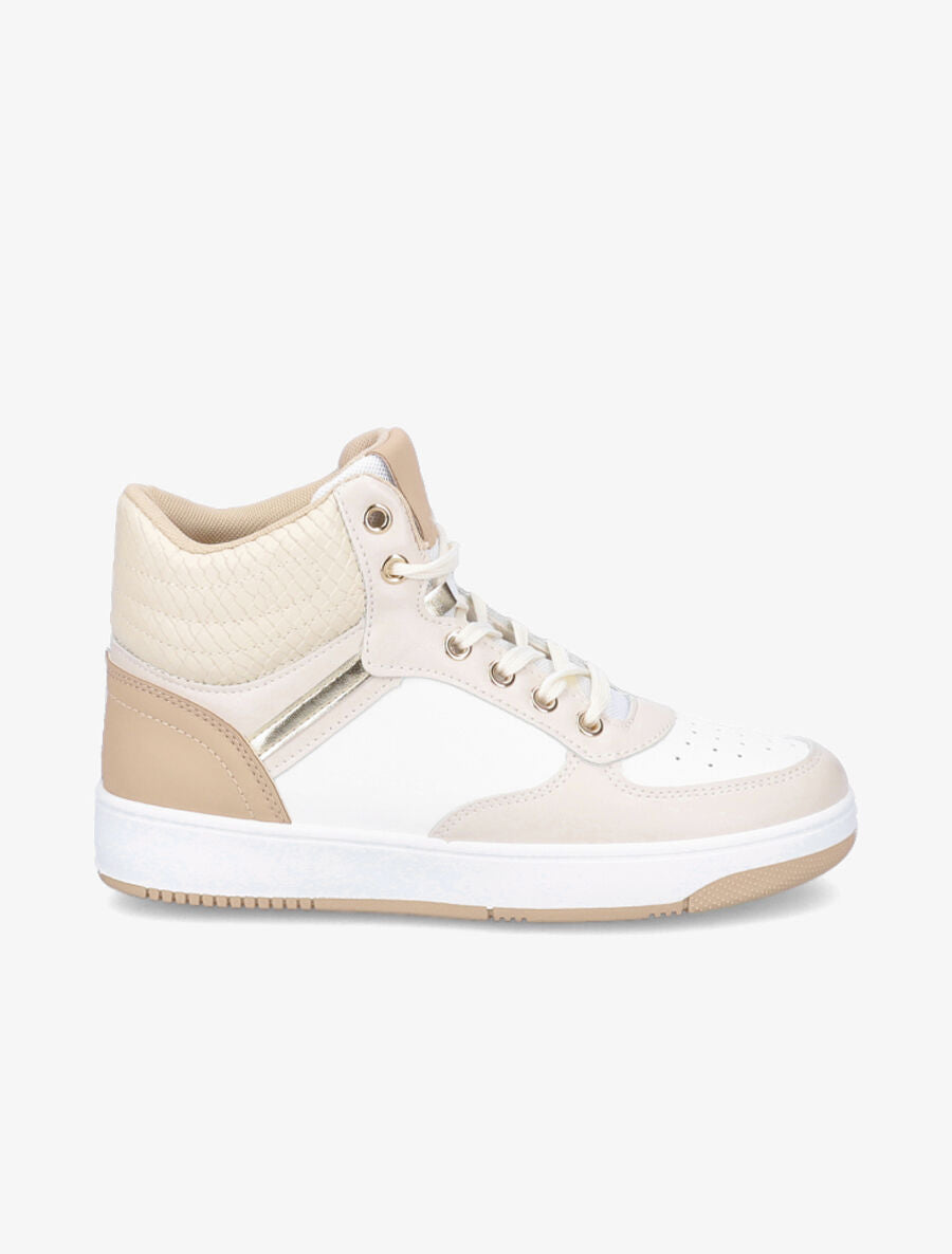 Baskets montantes détail python - Beige - 5