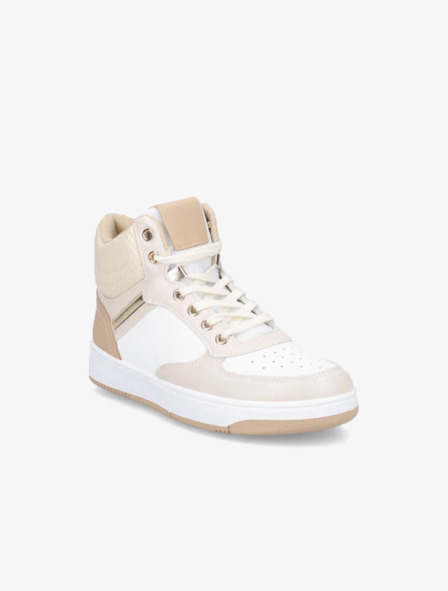 Baskets montantes détail python - Beige - 2