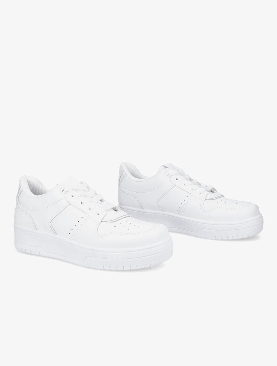 Sneakers en simili - Blanc - 4