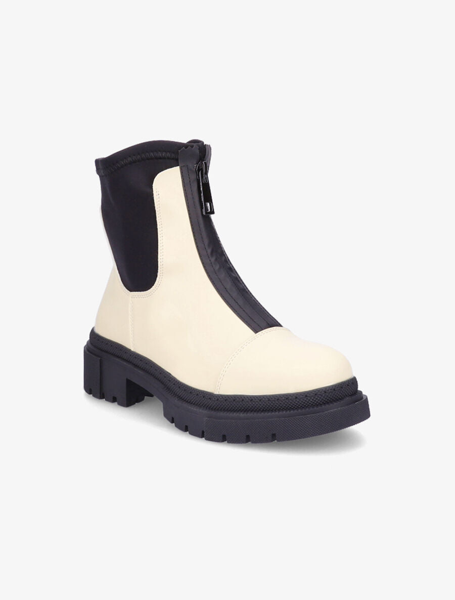 Boots montantes à zip - Beige - 2