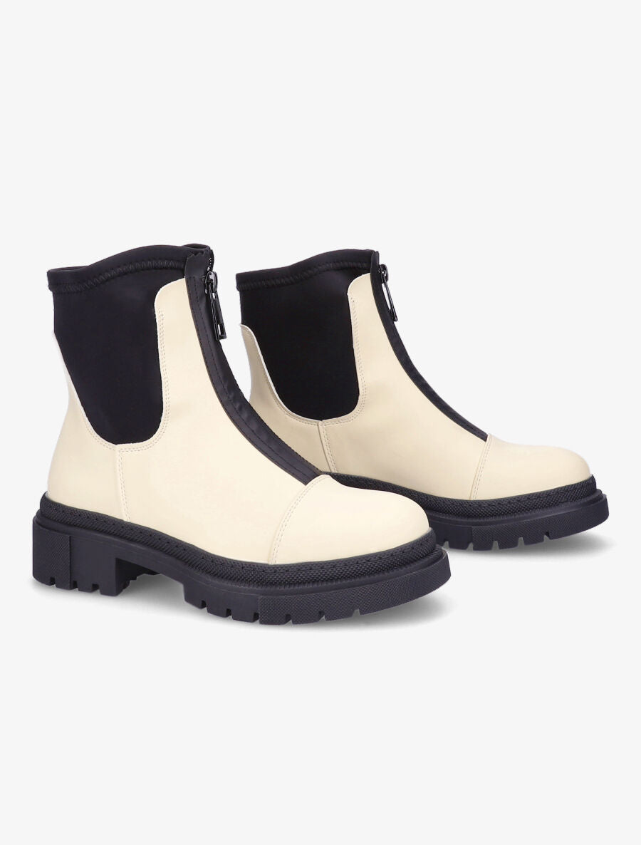 Boots montantes à zip - Beige - 4
