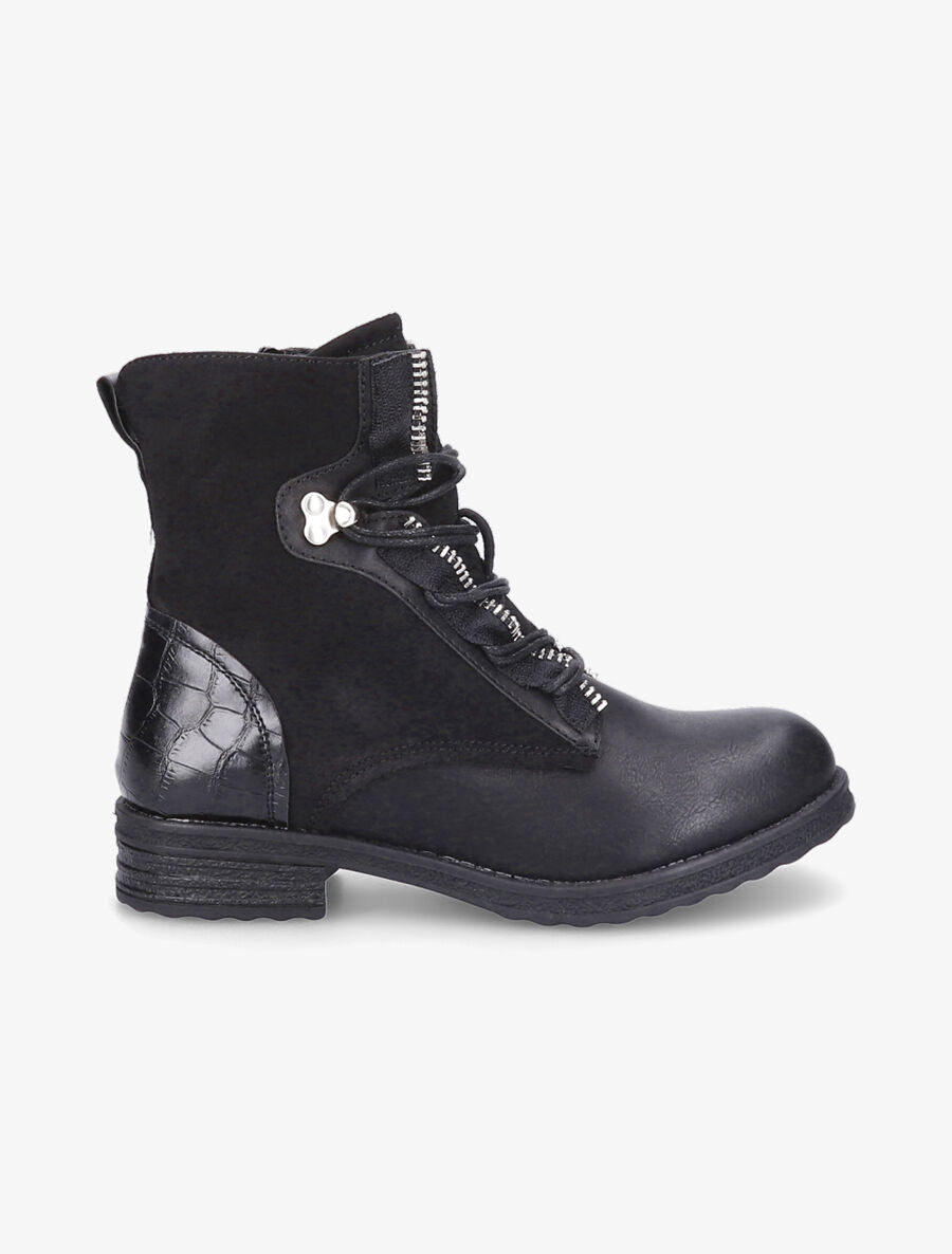 Rangers bi-matière à double lacets - Noir - 1
