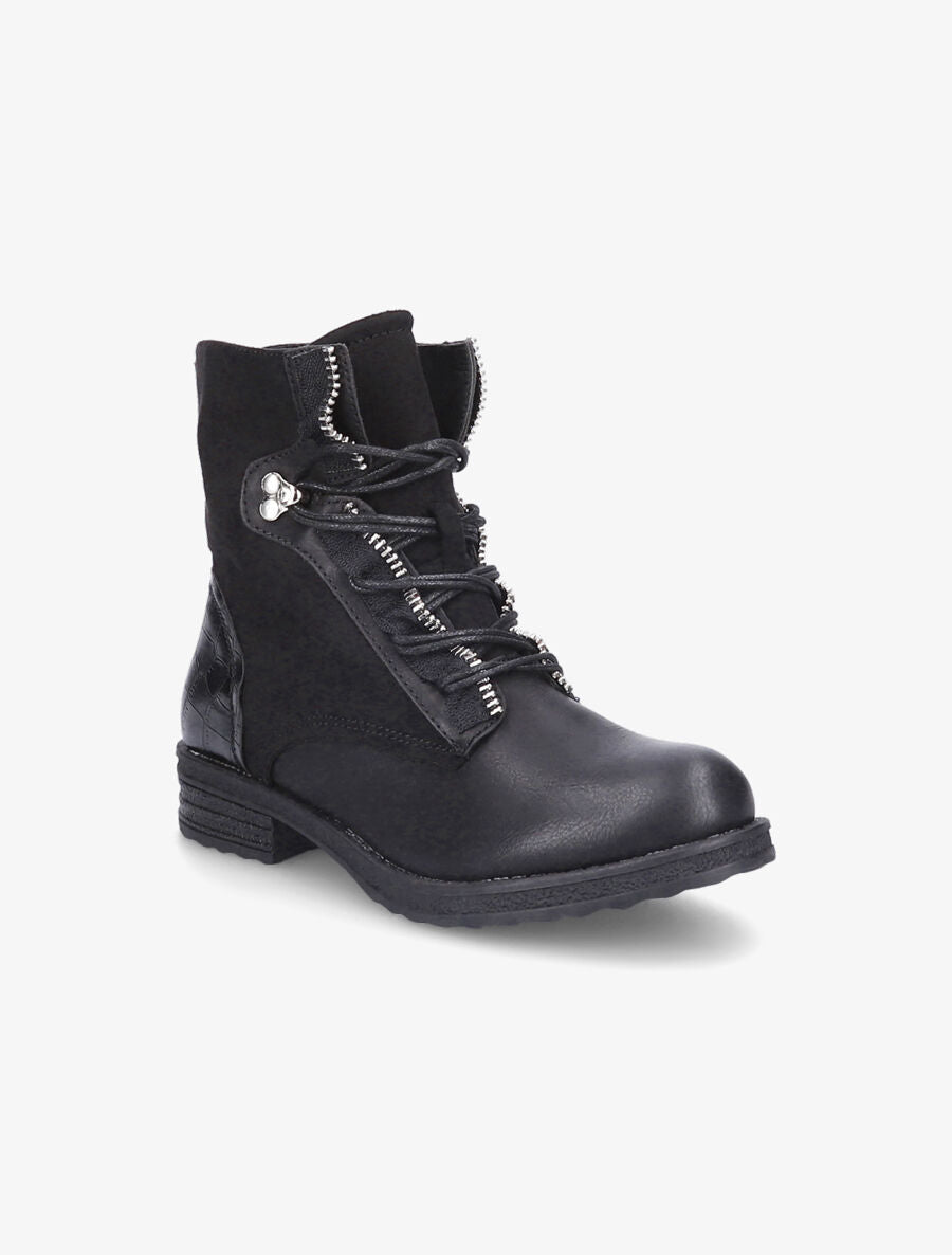 Rangers bi-matière à double lacets - Noir - 2