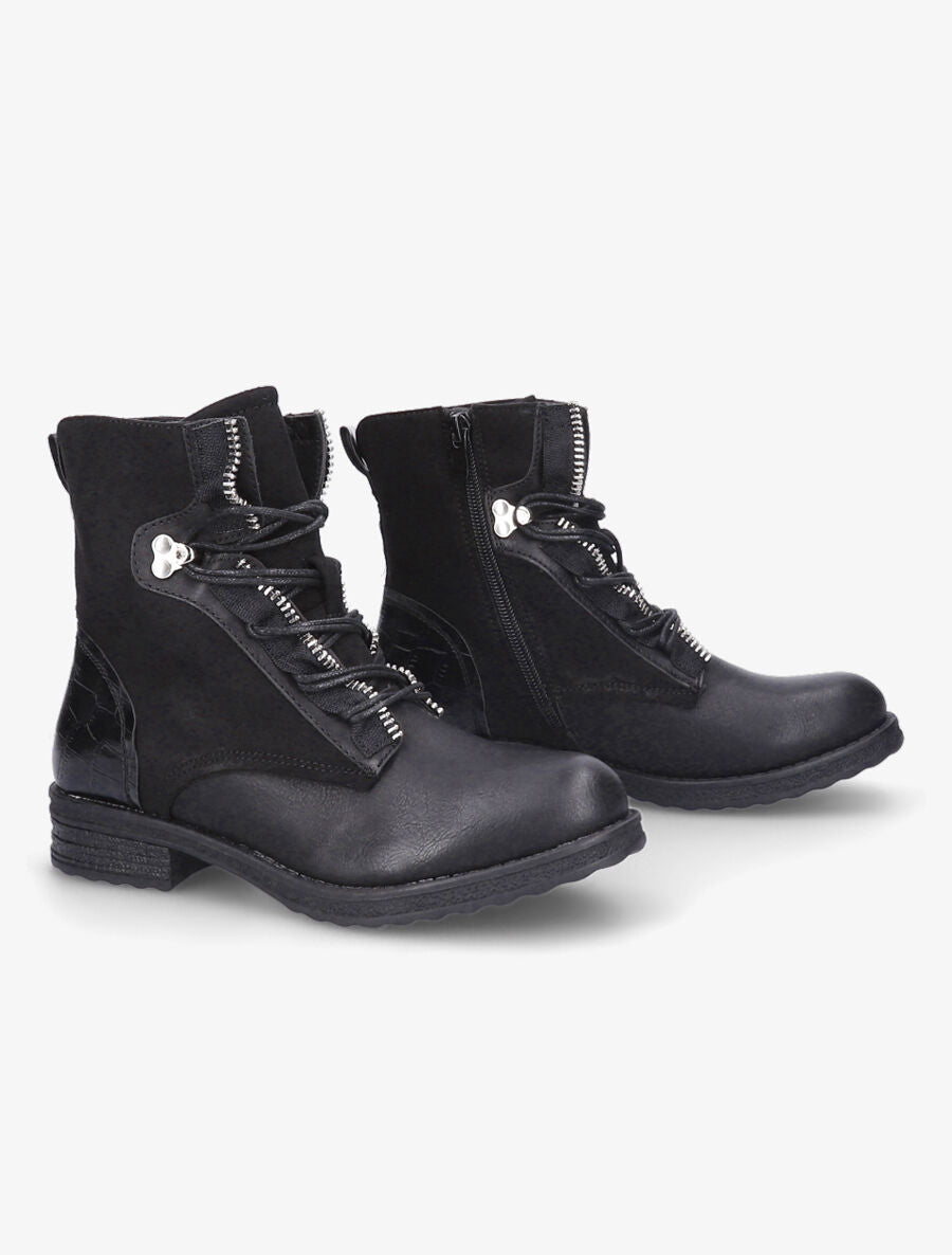 Rangers bi-matière à double lacets - Noir - 4
