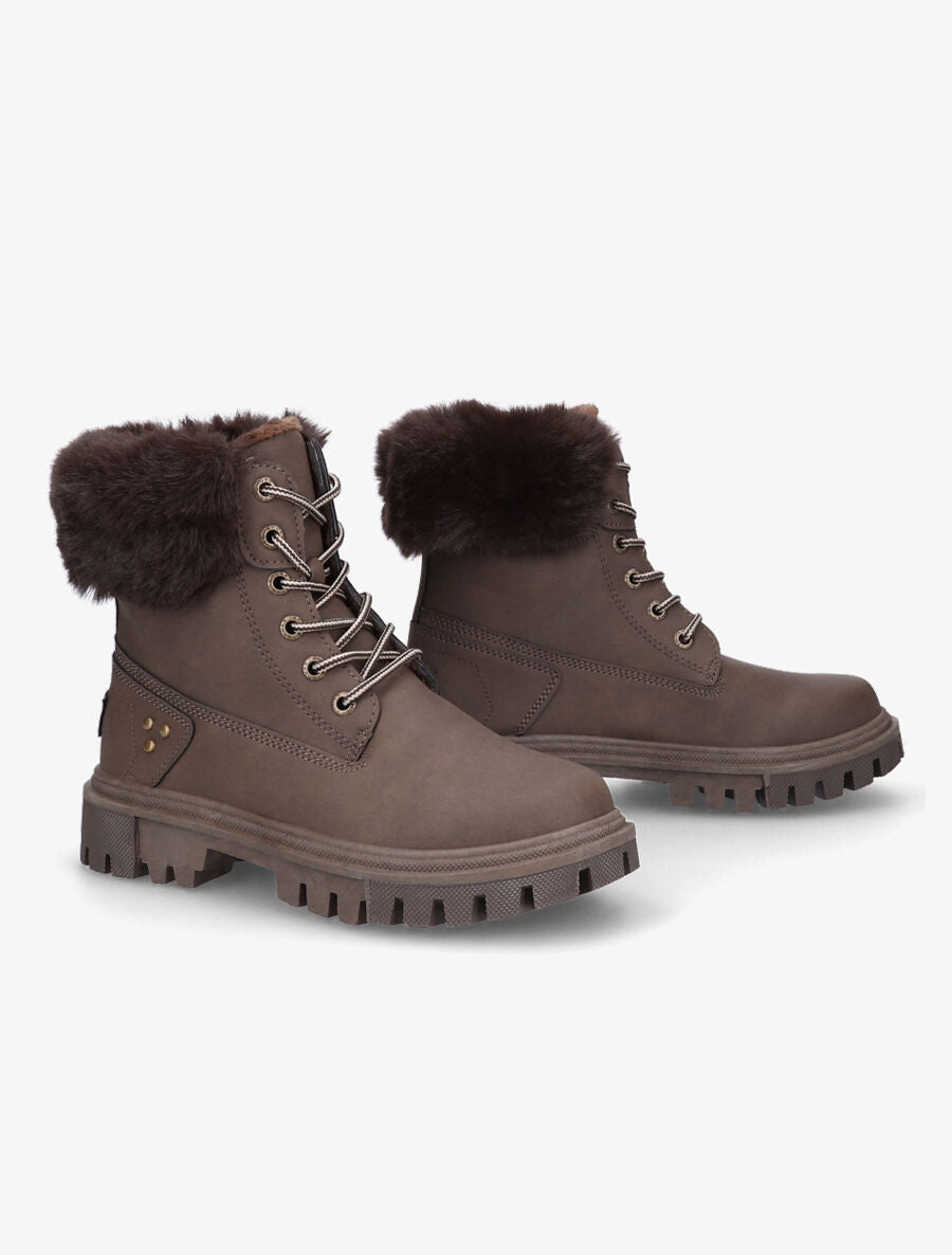 Boots fourrées à fourrure synthétique - Marron - 4