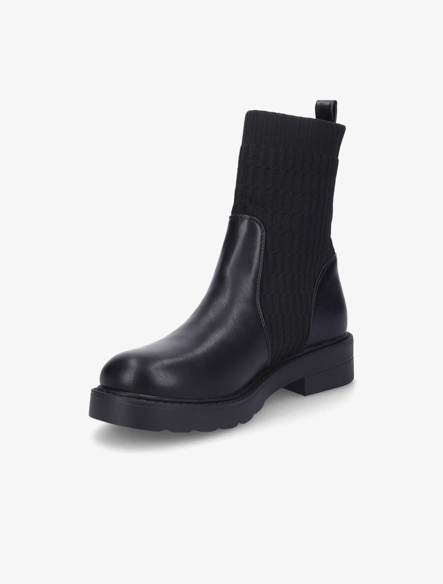 Boots en simili et tissu gaufré - Noir - 3