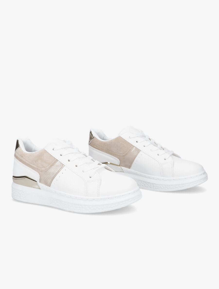 Tennis à empiècements irisés - Blanc/beige - 4
