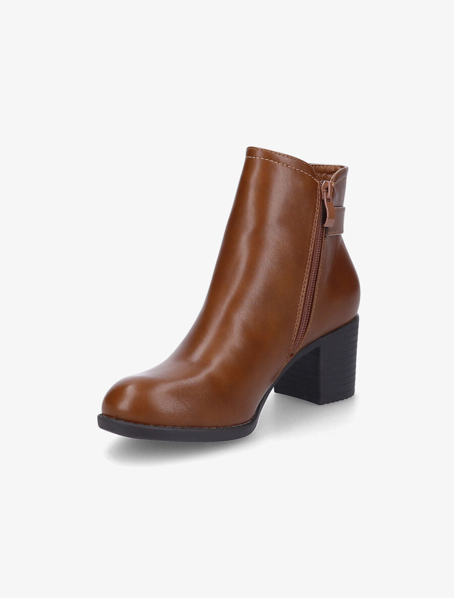 Bottines élastiquées en simili - Camel - 3