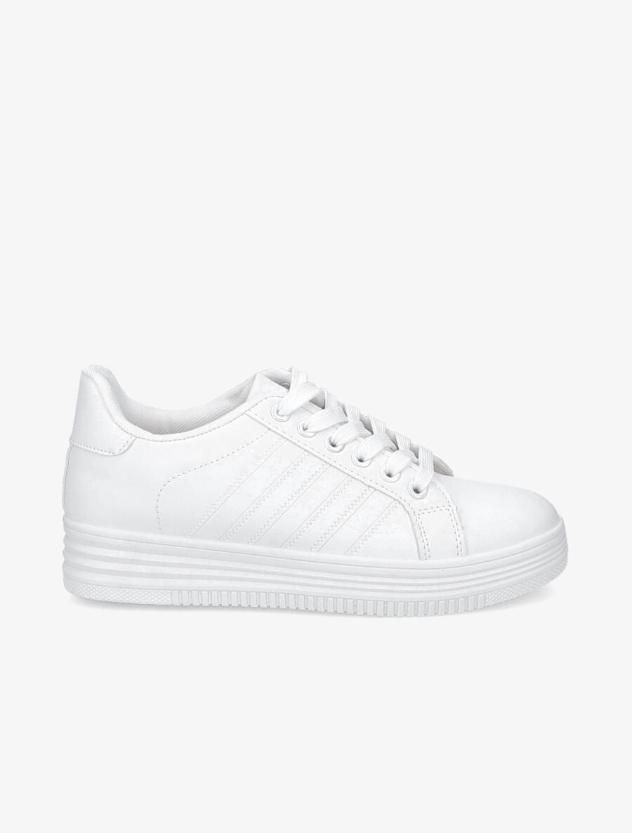 Tennis unis en simili - Blanc - 1