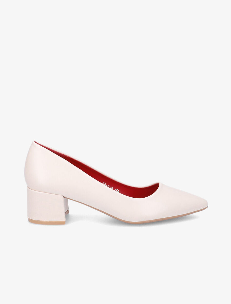 Escarpins en simili à talon bloc - Nude - 1