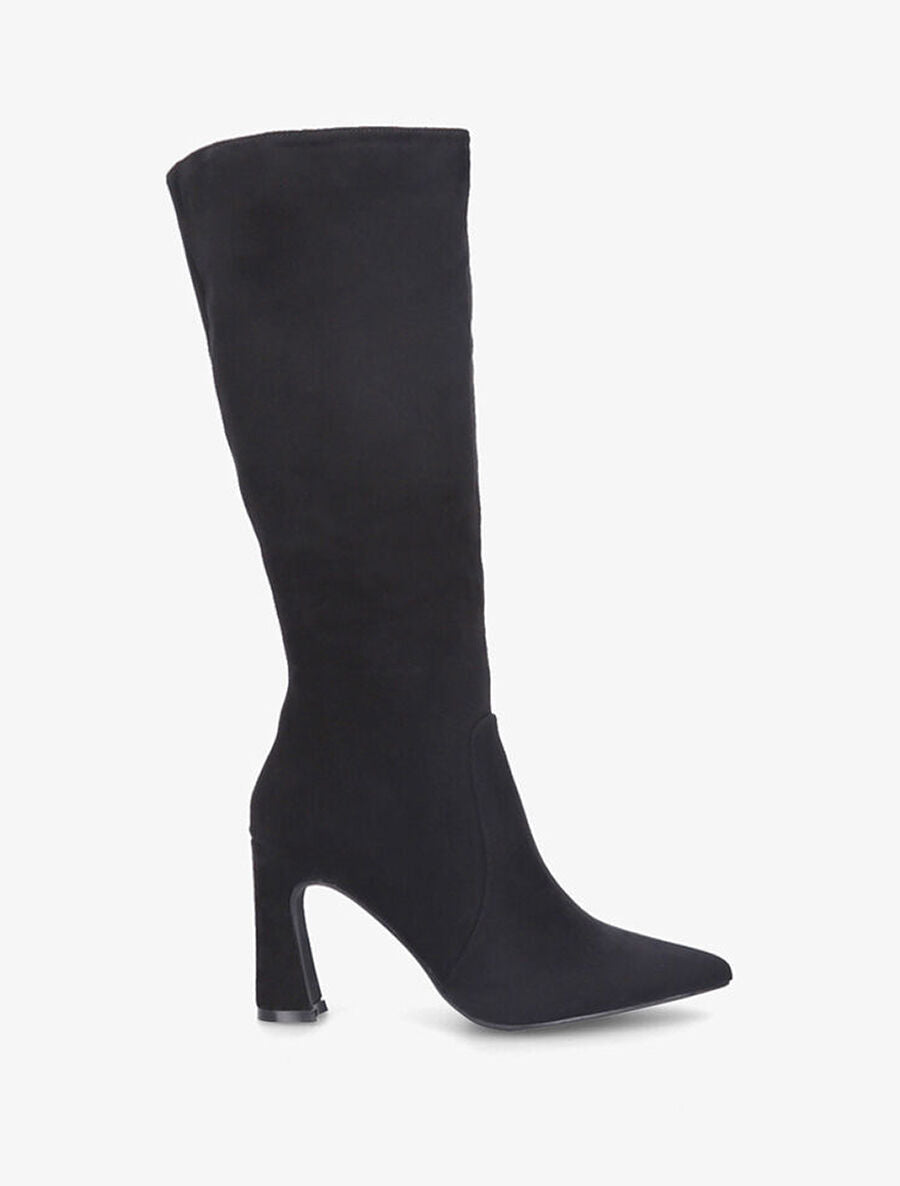 Bottes en suédine et talon haut - Noir - 5