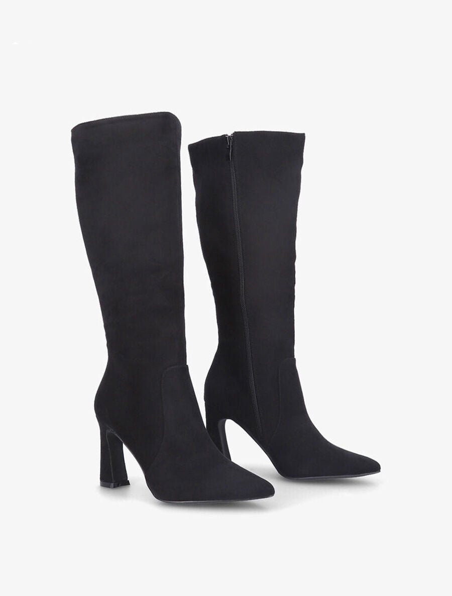Bottes en suédine et talon haut - Noir - 4