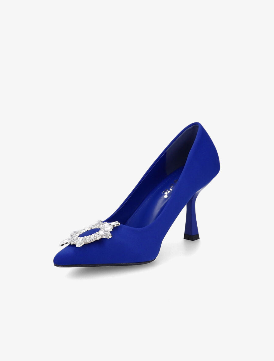 Escarpins à empiècement bijou et strass - Bleu roi - 3