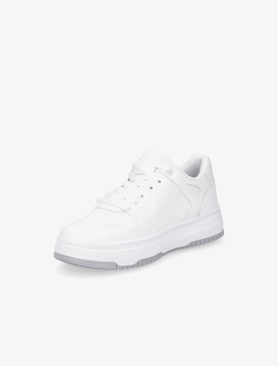 Sneakers en simili à bandes contrastantes - Blanc - 3