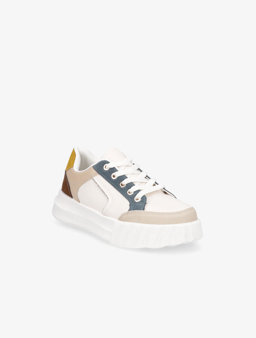 Sneakers à liseré pailleté - Taupe - 2