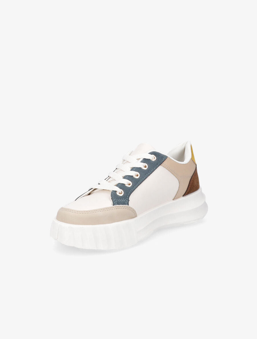 Sneakers à liseré pailleté - Taupe - 3