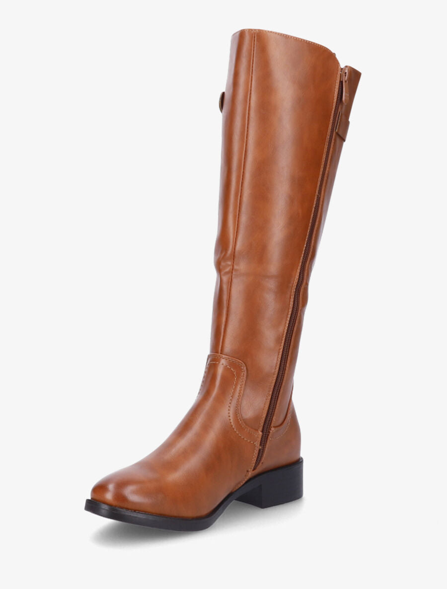 Bottes élastiquées en simili à sangles - Camel - 3