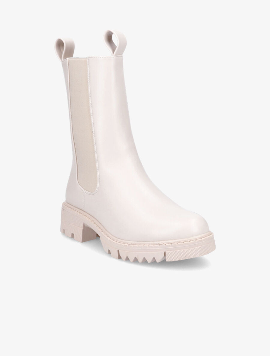 Boots montantes élastiquées - Beige - 2