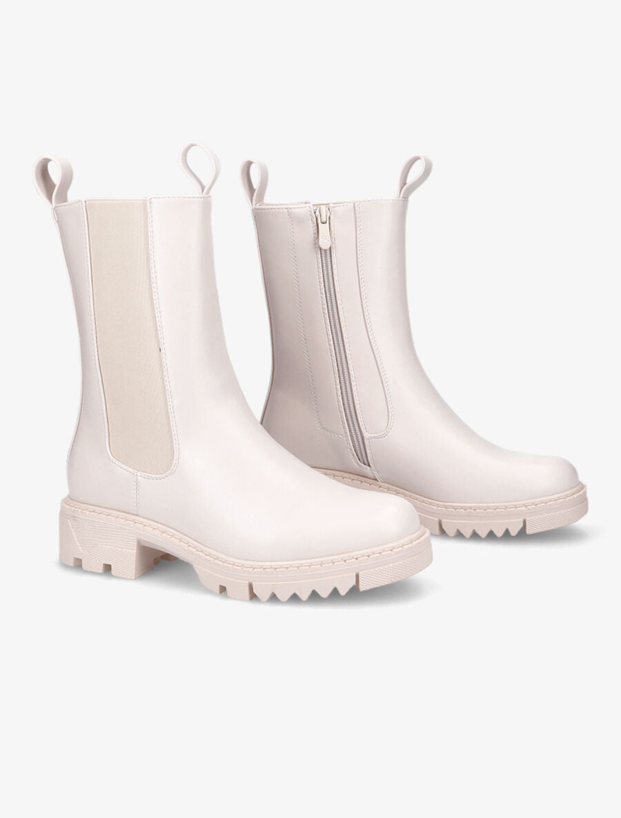 Boots montantes élastiquées - Beige - 4