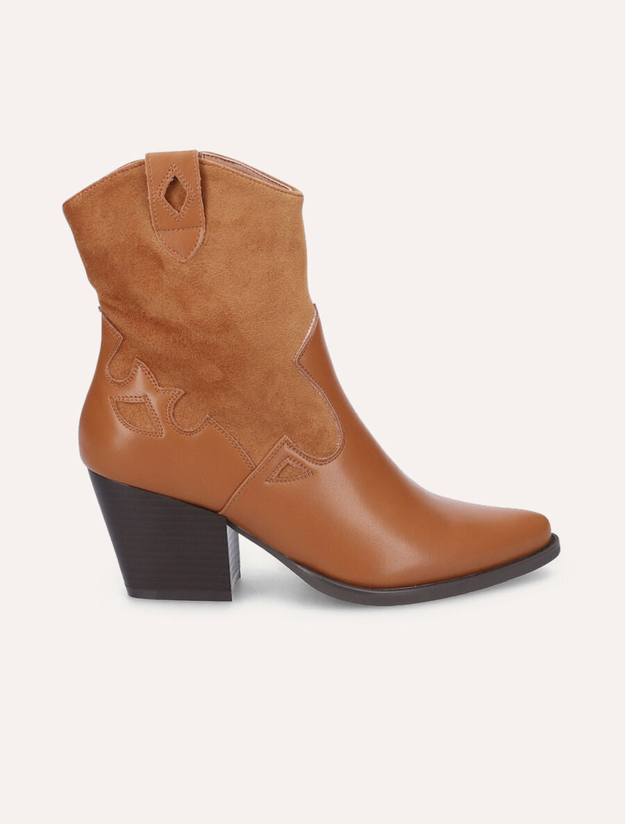 Santiags bi-matière - Camel - 1