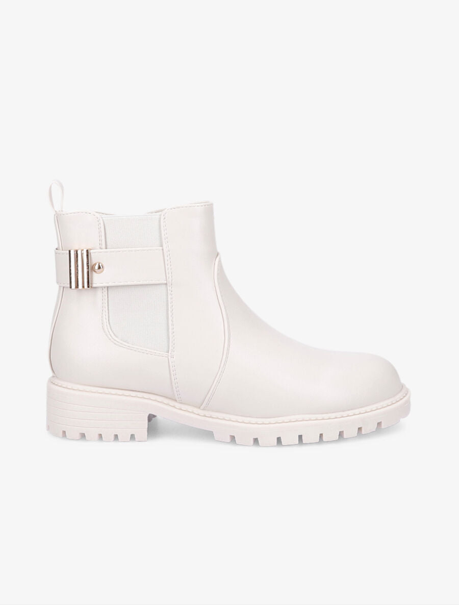 Bottines élastiquées à sangle et semelle crantée - Blanc - 1