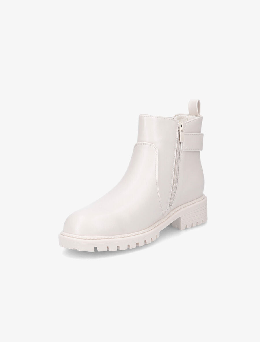 Bottines élastiquées à sangle et semelle crantée - Blanc - 3
