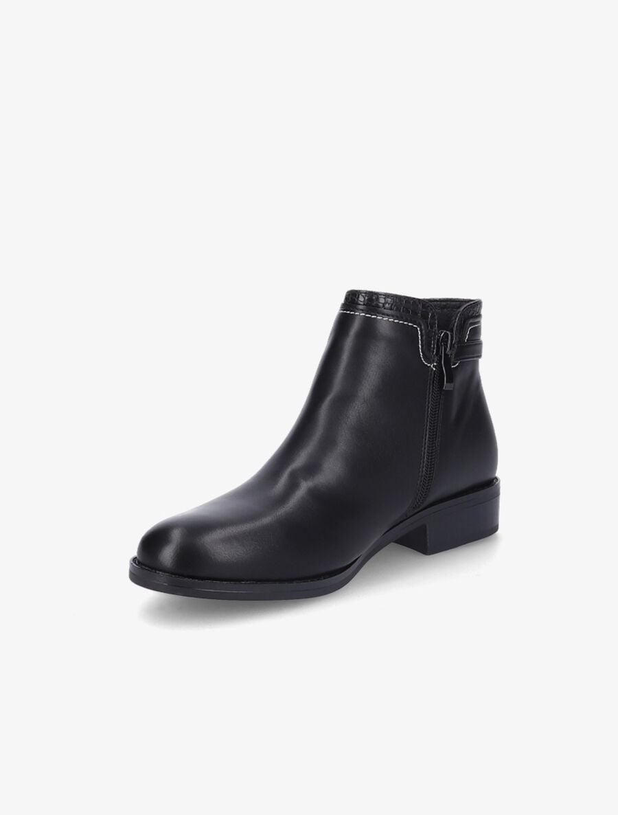 Bottines plates effet croco - Noir - 3