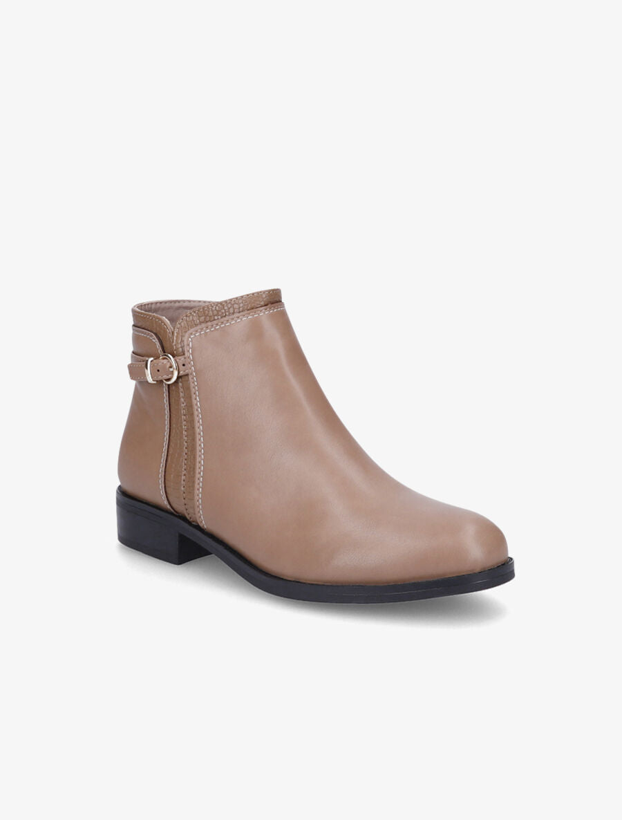 Bottines plates effet croco - Taupe - 2