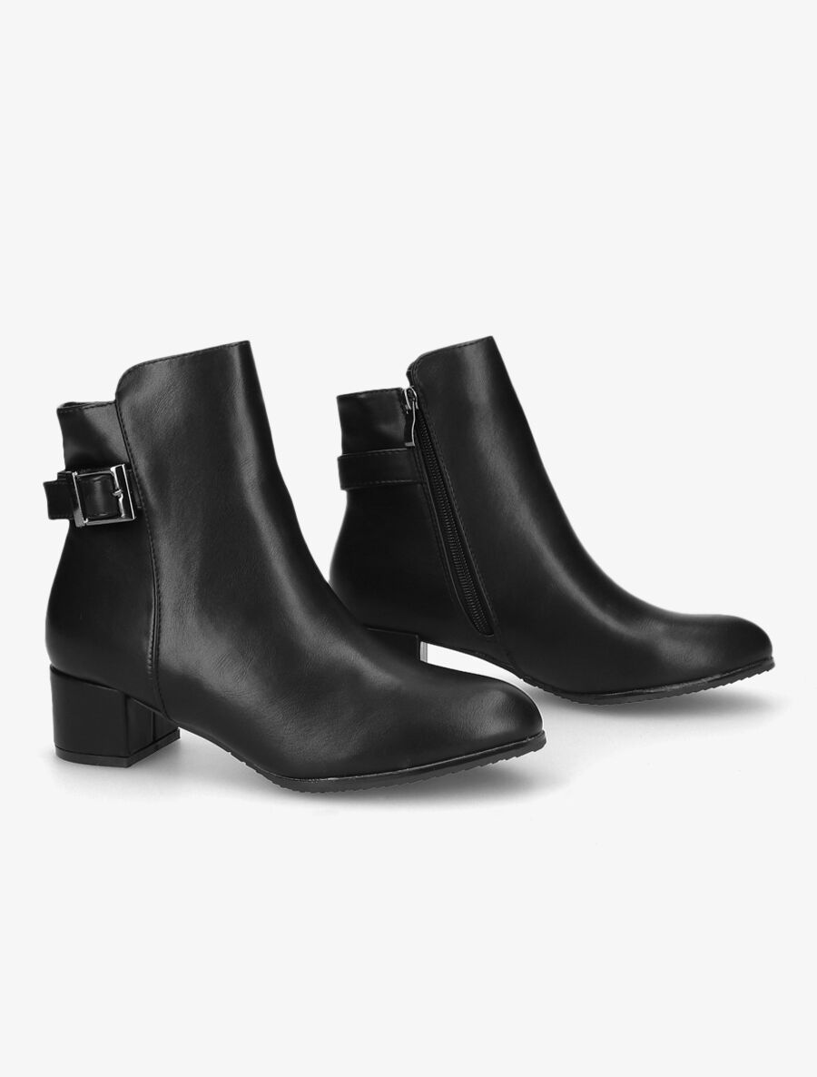 Bottines à talon et à boucle - Noir - 4