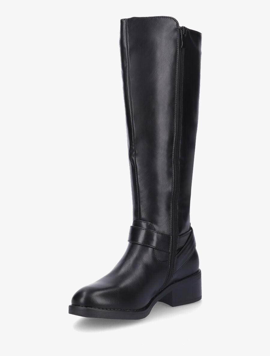 Bottes classiques élastiquées en simili - Noir - 3