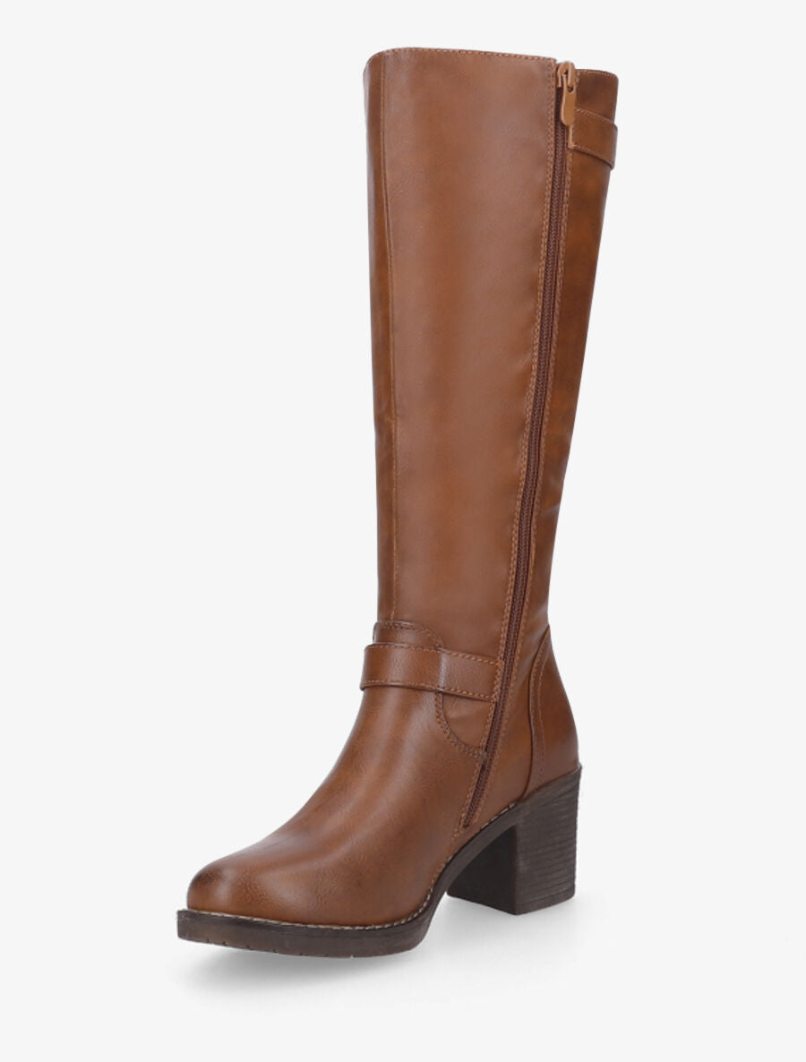 Bottes en simili à talon haut - Camel - 3