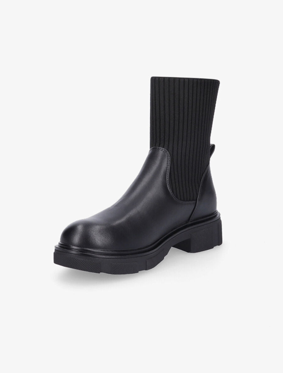 Bottines bi-matière style chaussettes - Noir - 3