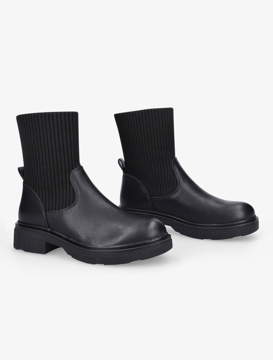 Bottines bi-matière style chaussettes - Noir - 4