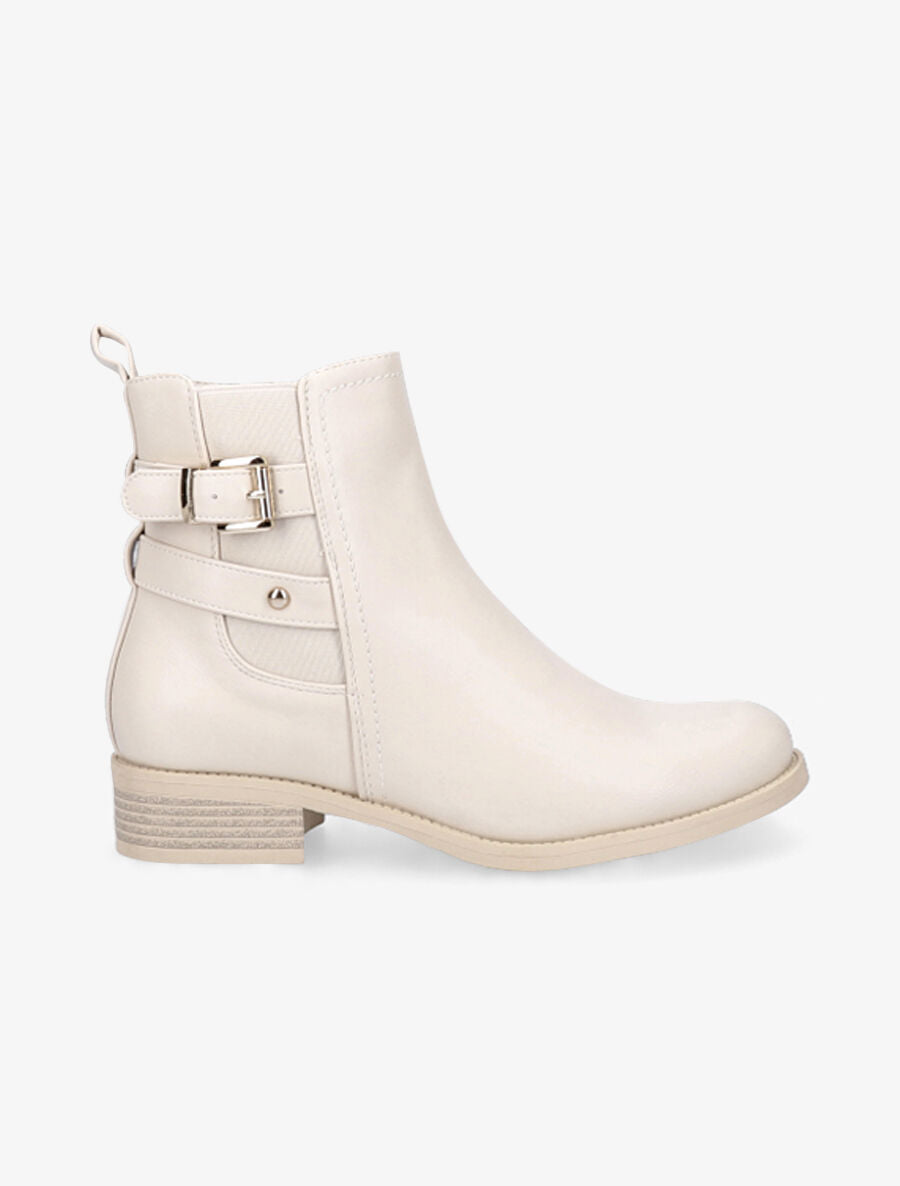 Boots sanglées à bride dorée - Beige - 5