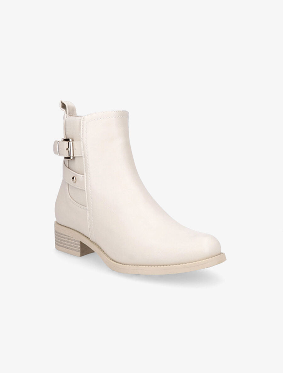 Boots sanglées à bride dorée - Beige - 2