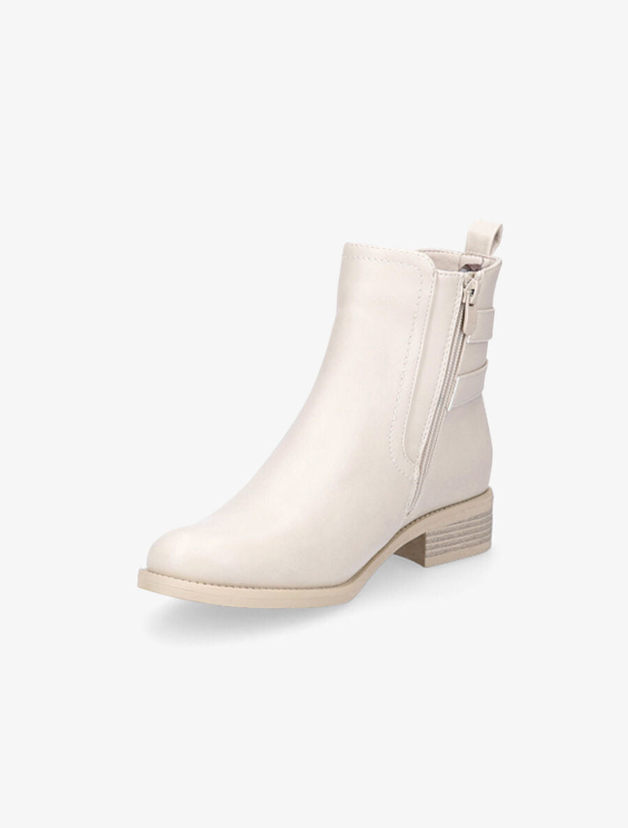 Boots sanglées à bride dorée - Beige - 3