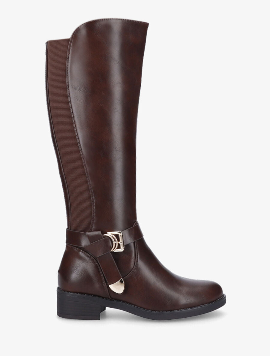 Bottes élastiquées à sangle nouée - Marron - 1