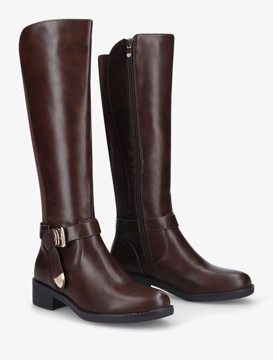 Bottes élastiquées à sangle nouée - Marron - 4