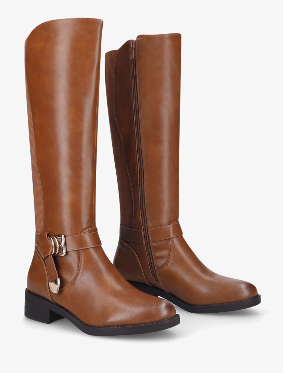 Bottes élastiquées à sangle nouée - Camel - 4