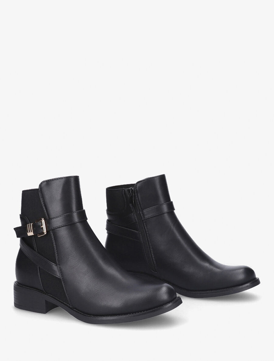Bottines élastiquées à boucle - Noir - 4