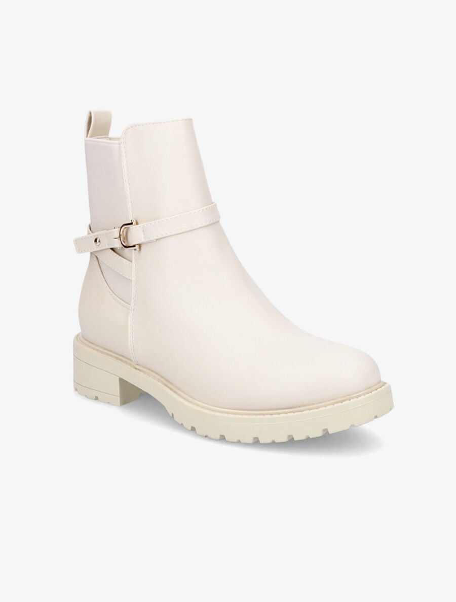Bottines élastiquées à boucle - Beige - 2
