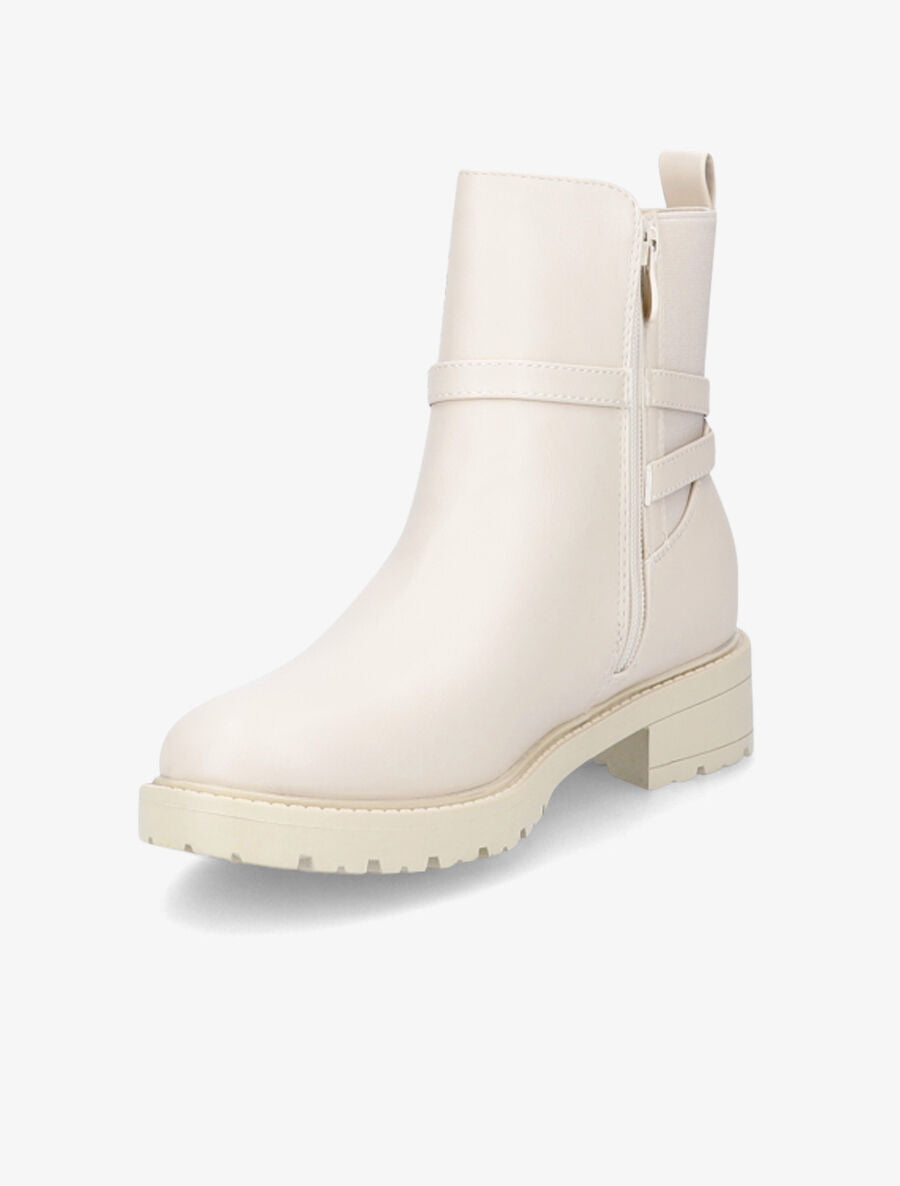 Bottines élastiquées à boucle - Beige - 3