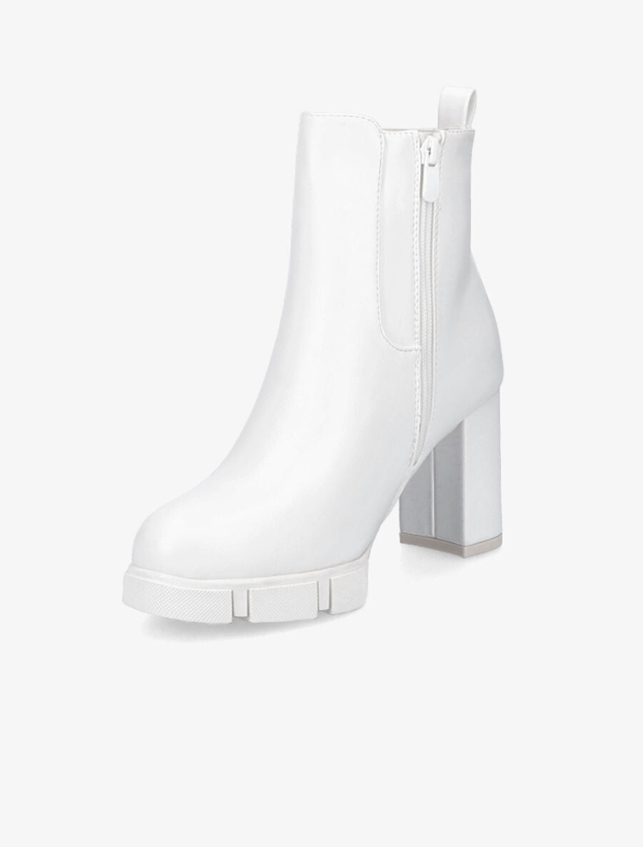 Bottines élastiquées à talon et plateforme - Blanc - 3