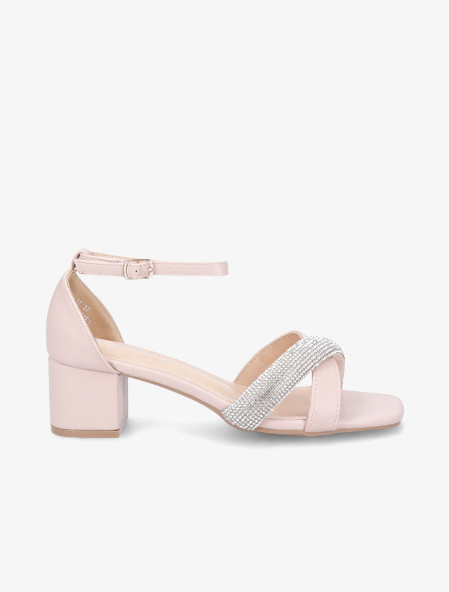Sandales croisées à strass - Rose pâle - 5